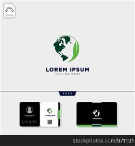 globe nature logo template vector illustration and you get free business card design template. globe nature logo template and get free business card design