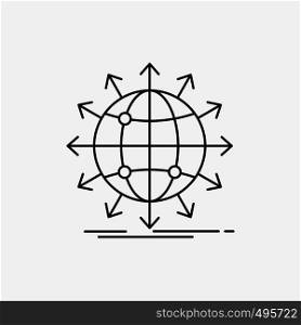 globe, network, arrow, news, worldwide Line Icon. Vector isolated illustration. Vector EPS10 Abstract Template background