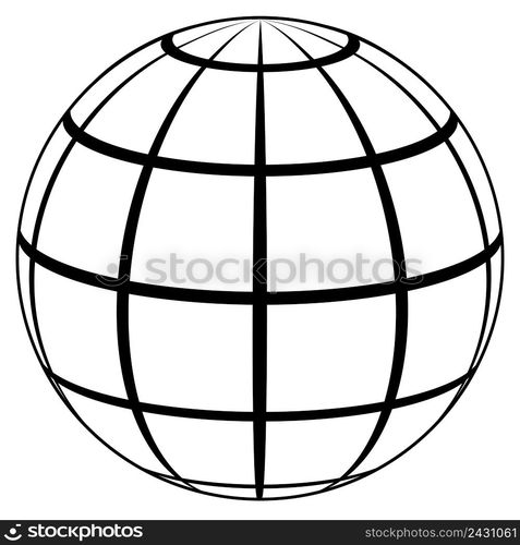 globe planet high quality icon, sphere with lines on the surface of a sphere vector template