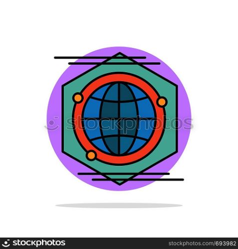 Globe, Polygon, Space, Idea Abstract Circle Background Flat color Icon