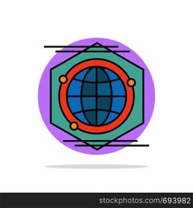 Globe, Polygon, Space, Idea Abstract Circle Background Flat color Icon