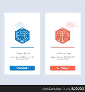 Globe, Polygon, Space, Idea  Blue and Red Download and Buy Now web Widget Card Template