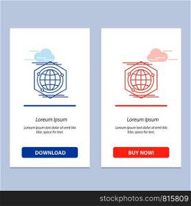 Globe, Polygon, Space, Idea Blue and Red Download and Buy Now web Widget Card Template