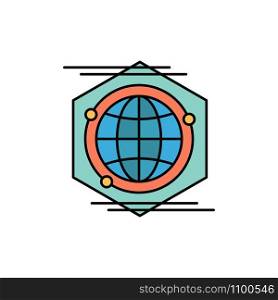 Globe, Polygon, Space, Idea Flat Color Icon. Vector icon banner Template