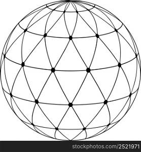 Globe radial pattern triangles dots intersection lines, communications traffic earth