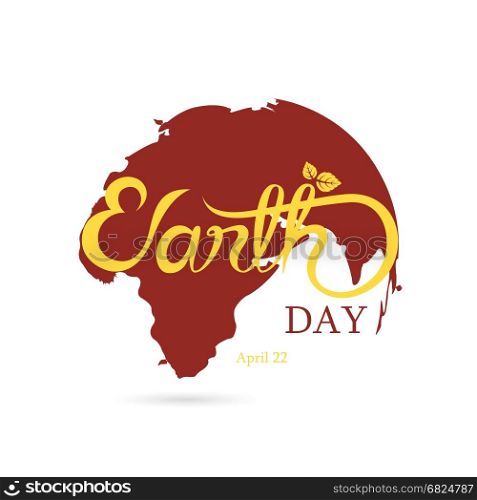 Globe sign and Green Earth Day Typographical Design Elements. Earth Day hand lettering icon.Earth Day logotype symbol.Design for greeting Card,Poster,Flyer,Cover,Brochure,Abstract background.Vector illustration