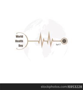 Globe sign and stethoscope vector logo design template.World Health Day icon.World Health Day idea campaign concept for greeting card and poster.Vector illustration
