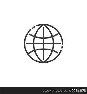 Globe thin line icon. World sign. Earth planet. Website. Homepage. Isolated outline commerce vector illustration