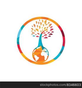 Globe tree with heart vector logo design template. Planet and eco symbol or icon.	