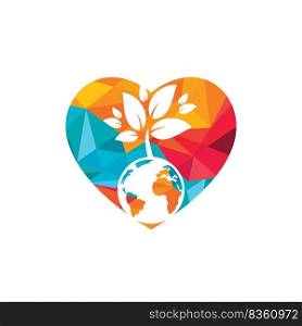 Globe tree with heart vector logo design template. Planet and eco symbol or icon. 