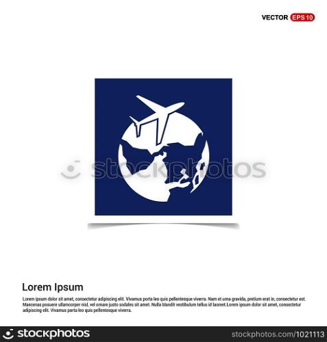 Globe vector icon with plane - Blue photo Frame