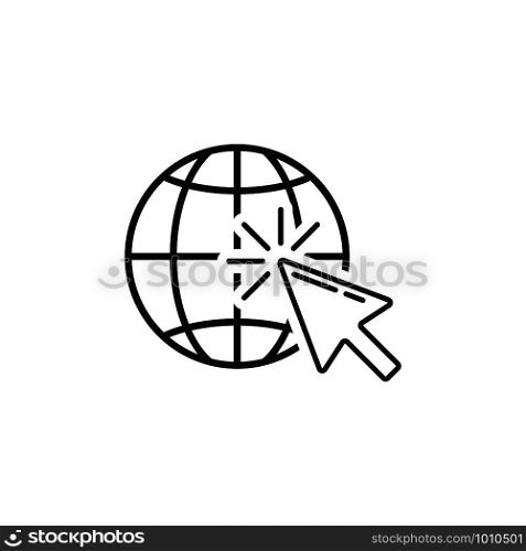 globe web internet network with mouse, vector icon. globe web internet network with mouse, icon
