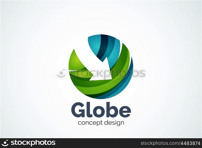Globe with arrow logo template, abstract elegant business icon