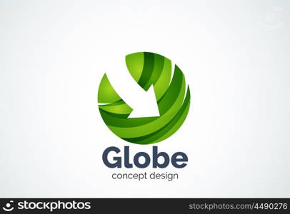 Globe with arrow logo template, abstract elegant business icon