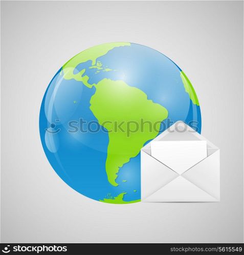 Globe with Mail Vector Illustration. EPS 10