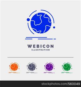 globe, world, discover, connection, network 5 Color Glyph Web Icon Template isolated on white. Vector illustration. Vector EPS10 Abstract Template background