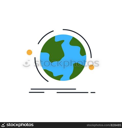 globe, world, discover, connection, network Flat Color Icon Vector