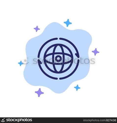 Globe, World, Earth, Atom, Connect Blue Icon on Abstract Cloud Background