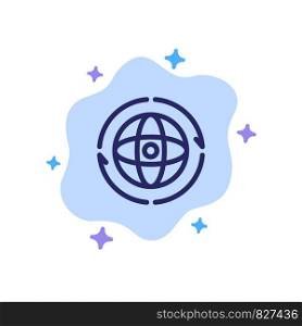 Globe, World, Earth, Atom, Connect Blue Icon on Abstract Cloud Background