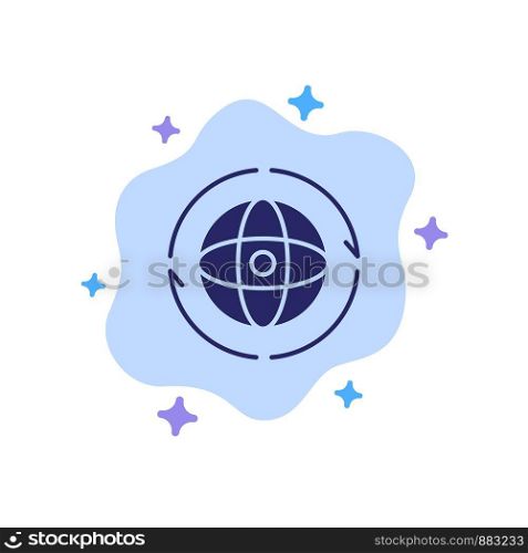 Globe, World, Earth, Atom, Connect Blue Icon on Abstract Cloud Background