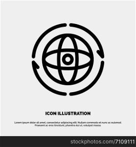 Globe, World, Earth, Atom, Connect Line Icon Vector