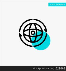 Globe, World, Earth, Atom, Connect turquoise highlight circle point Vector icon