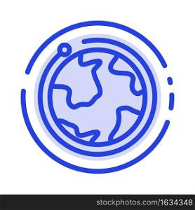 Globe, World, Internet, Hotel Blue Dotted Line Line Icon