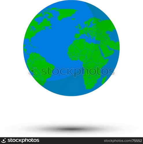Globe world map. Flat planet Earth icon. Vector illustration for web banner, web and mobile, infographics.