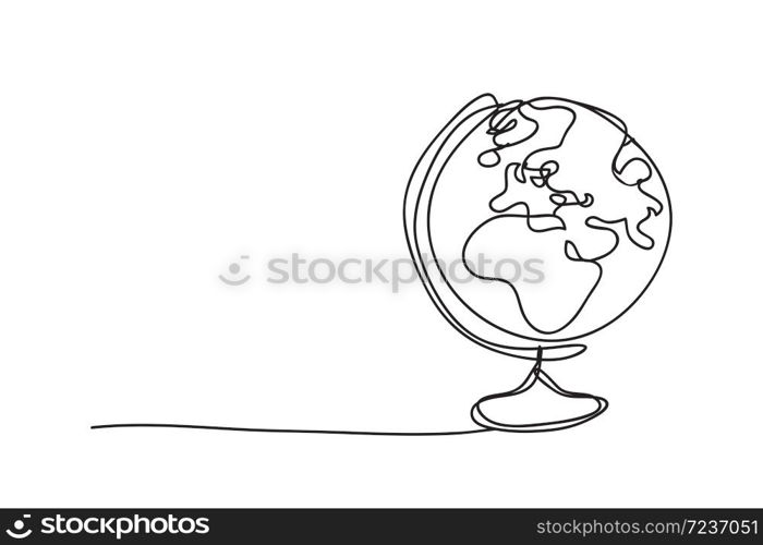 Globe, world map, line drawing style,vector design.