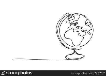Globe, world map, line drawing style,vector design.