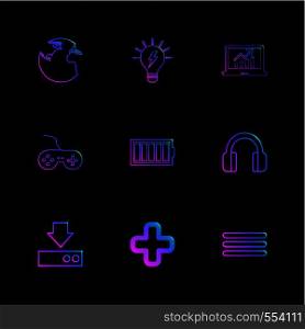 globe , world , menu , headset , plus , add , download , battery , idea , graph , game controller , icon, vector, design, flat, collection, style, creative, icons