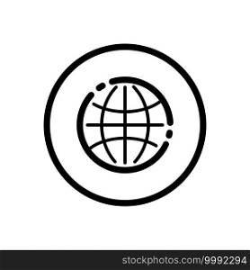Globe. World sign. Earth planet. Commerce outline icon in a circle. Isolated vector illustration