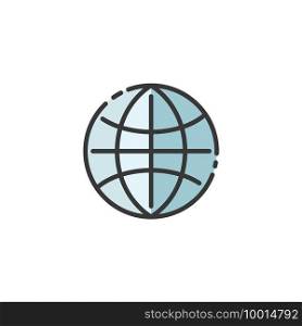 Globe. World sign. Earth planet. Website. Homepage. Filled color icon. Isolated commerce vector illustration