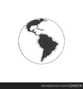 Globes of Earth. Globes hand drawn icon. America sketch with texture. Vector illustration