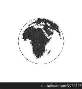 Globes of Earth. Globes hand drawn icon. Continent Africa sketch. Vector illustration