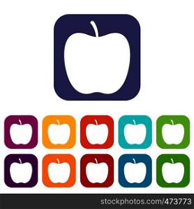 Glossy apple icons set vector illustration in flat style In colors red, blue, green and other. Glossy apple icons set flat