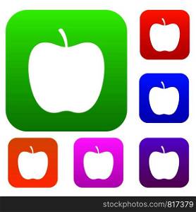 Glossy apple set icon color in flat style isolated on white. Collection sings vector illustration. Glossy apple set color collection