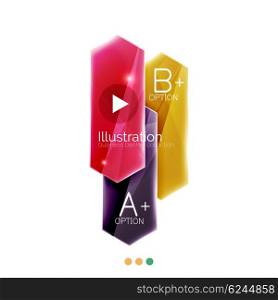 Glossy arrow business infographic templates. Glossy arrow business infographic templates. Vector colorful stripes with options and button