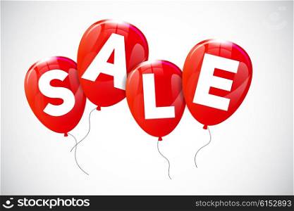 Glossy Balloons Sale Concept of Discount. Vector Illustration.. Glossy Balloons Sale Concept of Discount