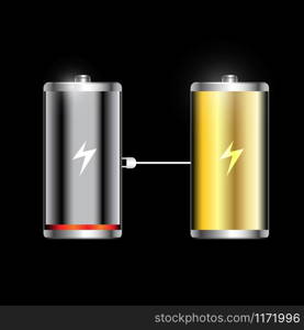 Glossy battery icons vector