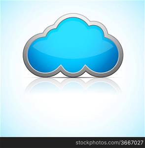Glossy blue cloud icon with reflection