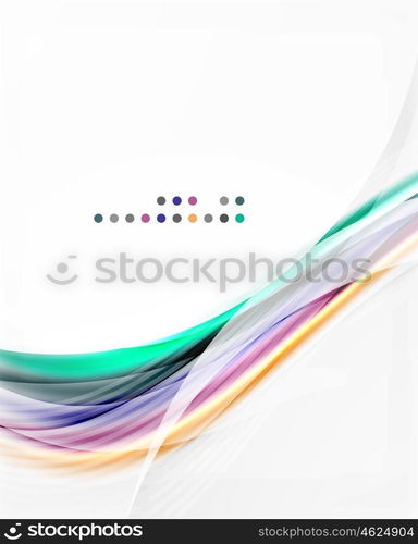 Glossy blurred shiny wave lines, colorful stripes. Modern business presentation or message background