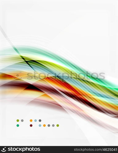 Glossy blurred shiny wave lines, colorful stripes. Modern business presentation or message background