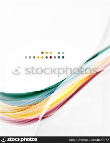 Glossy blurred shiny wave lines, colorful stripes. Modern business presentation or message background