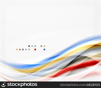 Glossy blurred shiny wave lines, colorful stripes. Modern business presentation or message background