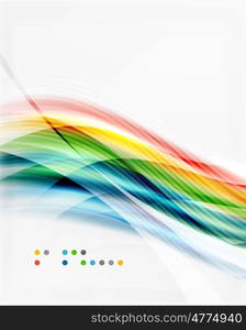 Glossy blurred shiny wave lines, colorful stripes. Modern business presentation or message background