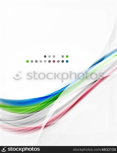 Glossy blurred shiny wave lines, colorful stripes. Modern business presentation or message background