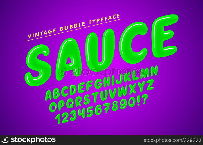 Glossy bubble comical font design, colorful alphabet, typeface. Color Swatches control. Glossy bubble comical font design, colorful alphabet