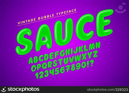 Glossy bubble comical font design, colorful alphabet, typeface. Color Swatches control. Glossy bubble comical font design, colorful alphabet