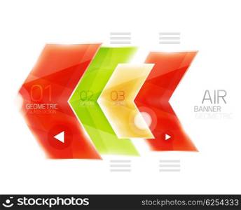 Glossy color arrow shapes with option infographic and buttons. Glossy color arrow shapes with option infographic and buttons. Vector web information box